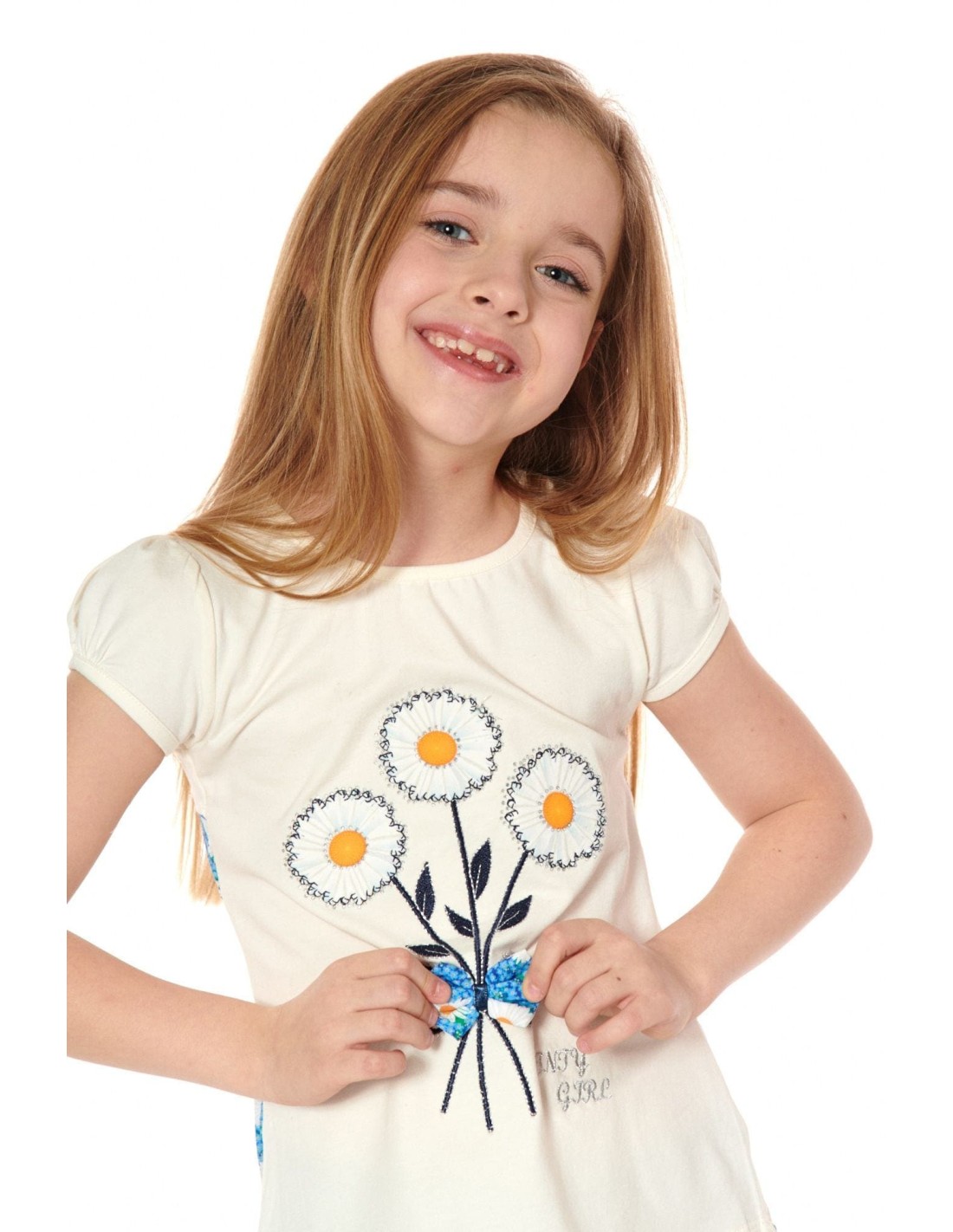 Bluza fetita cu flori, crem, NDZ8157 - Magazin online - Boutique